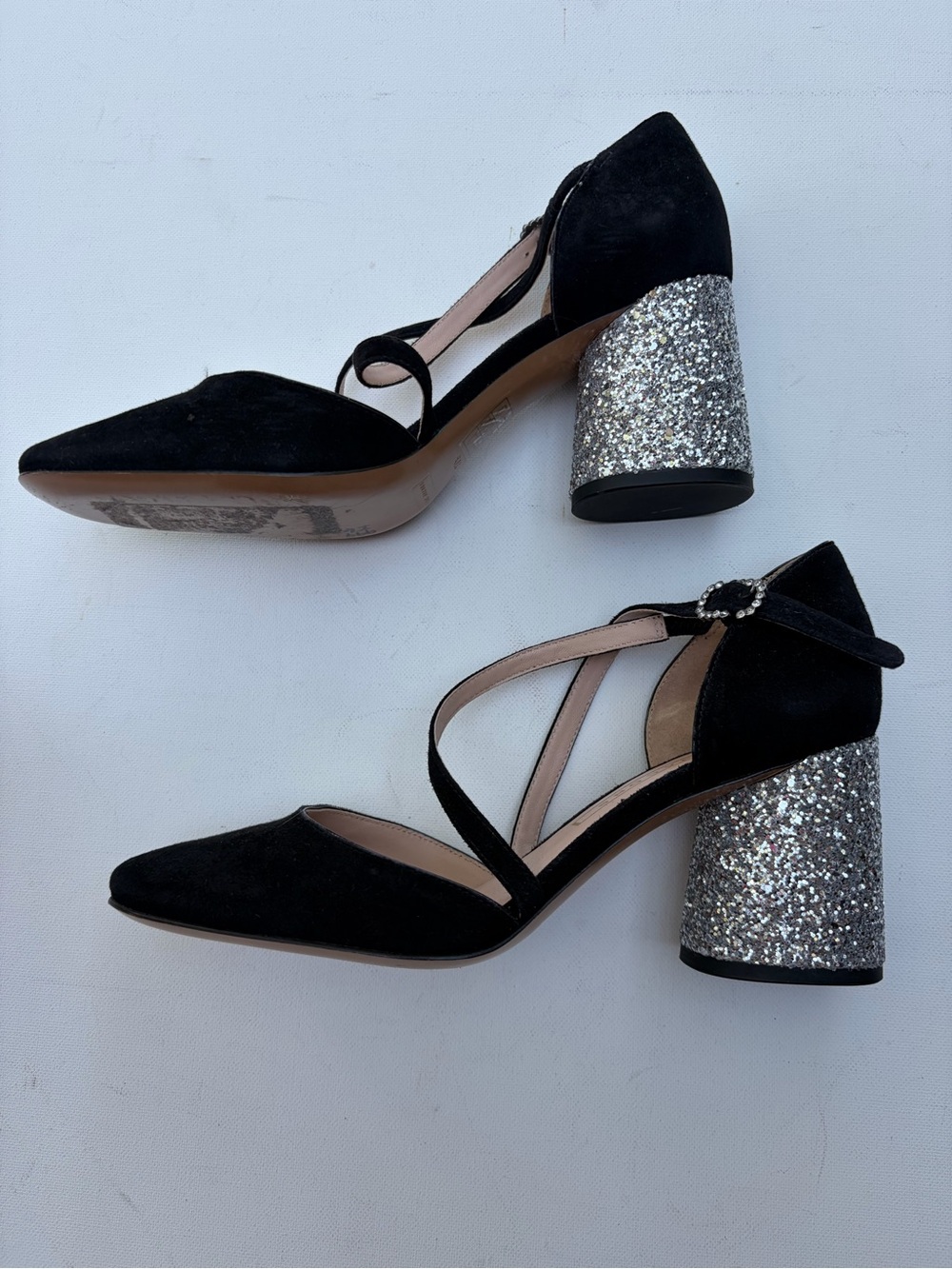 Marc Jacobs Silver Glitter Block Heels